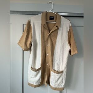 Abercrombie Tan and White Button Up